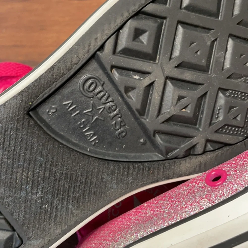 Converse canvas high tops pink,silver‎ glitter size 3